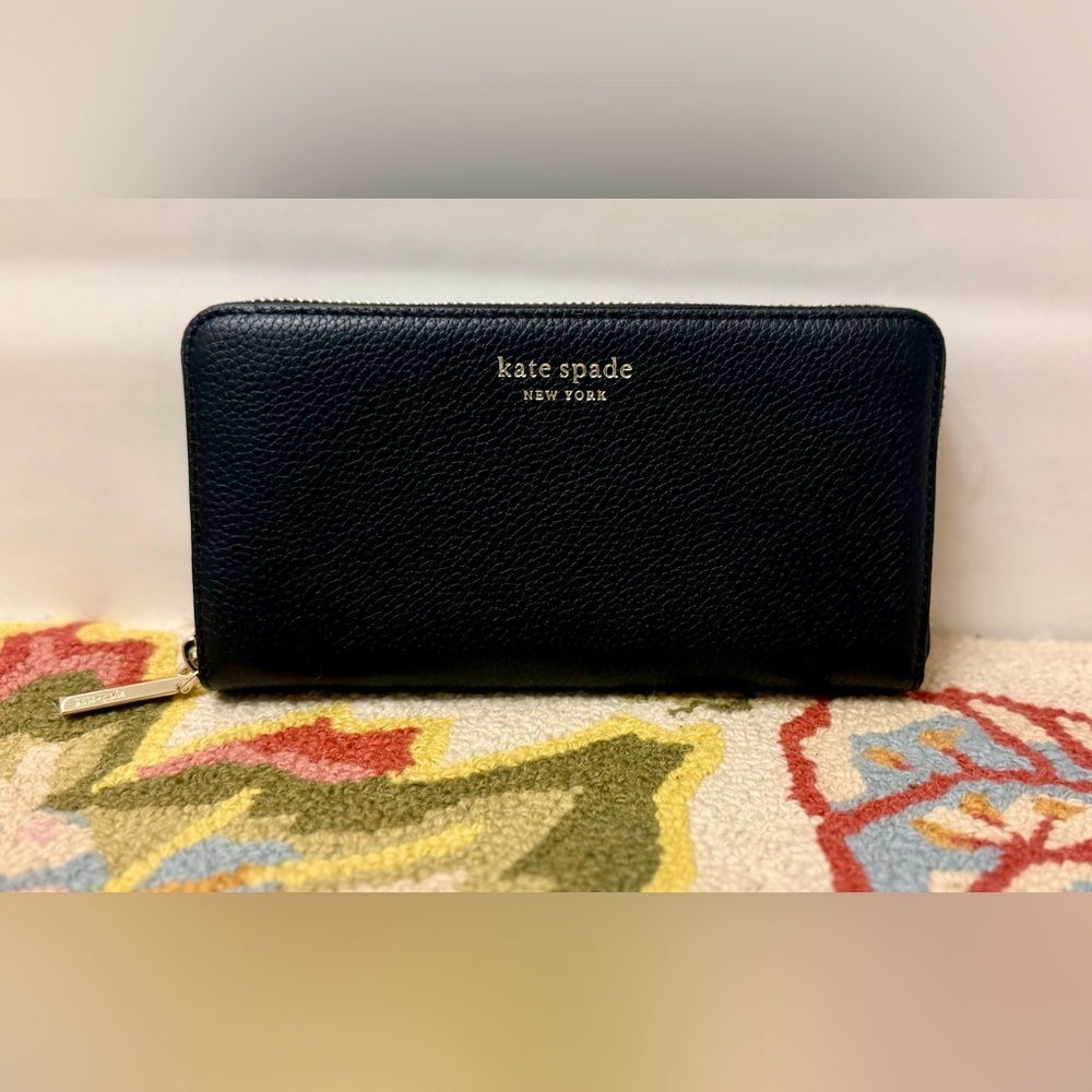 Kate Spade New York Large Black Leather Zip-Around Continental Clutch/Wallet - Picture 16 of 16
